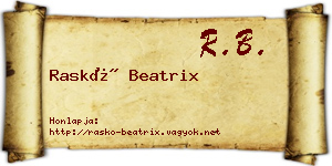 Raskó Beatrix névjegykártya
